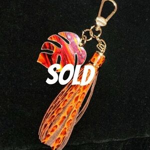 Brahmin Pecan Palm Leaf Charm/Keychain